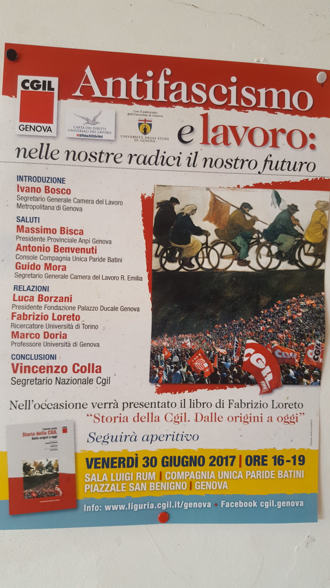 30 giugno: convegno Cgil “Antifascimo e lavoro: nelle nostre radici il nostro futuro”