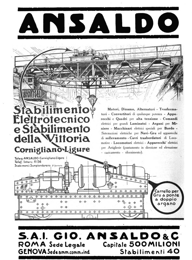 1920 Pubblicità Ansaldo Elettrotecnico Il Secolo Illustrato 1920 10 1133x1536
