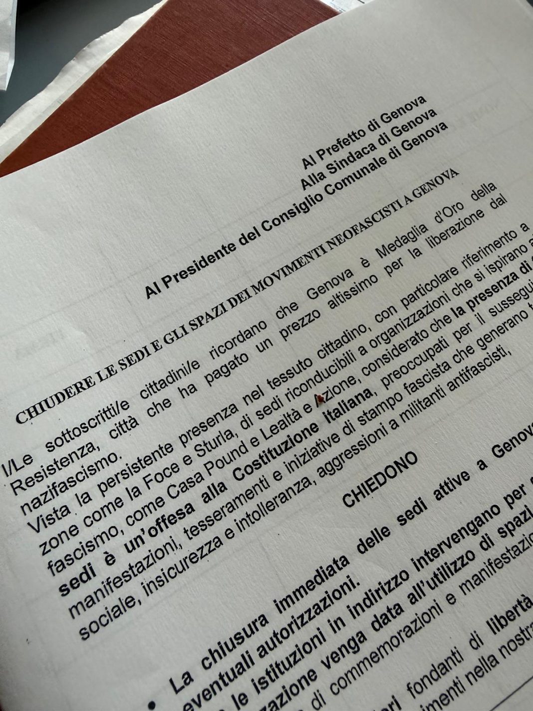 Chiavari: raccolta firme per la chiusura immediata delle sedi riconducibili a organizzazioni che si ispirano al fascismo