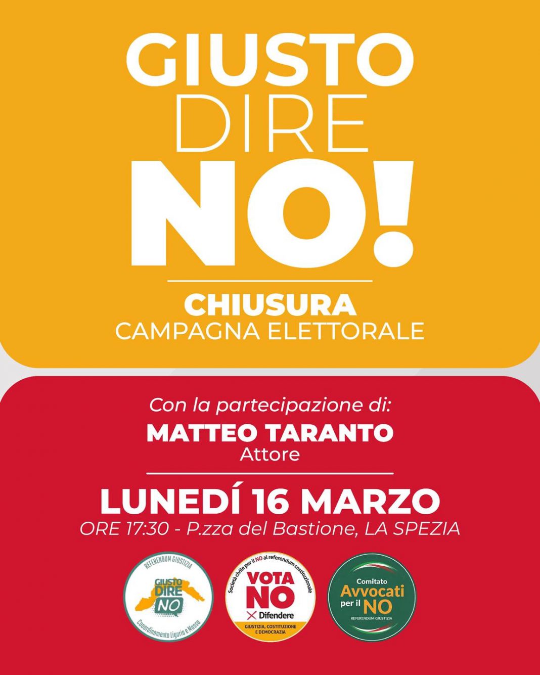 Referendum sulla giustizia: lunedì 16 marzo alla Spezia la chiusura della campagna per il No
