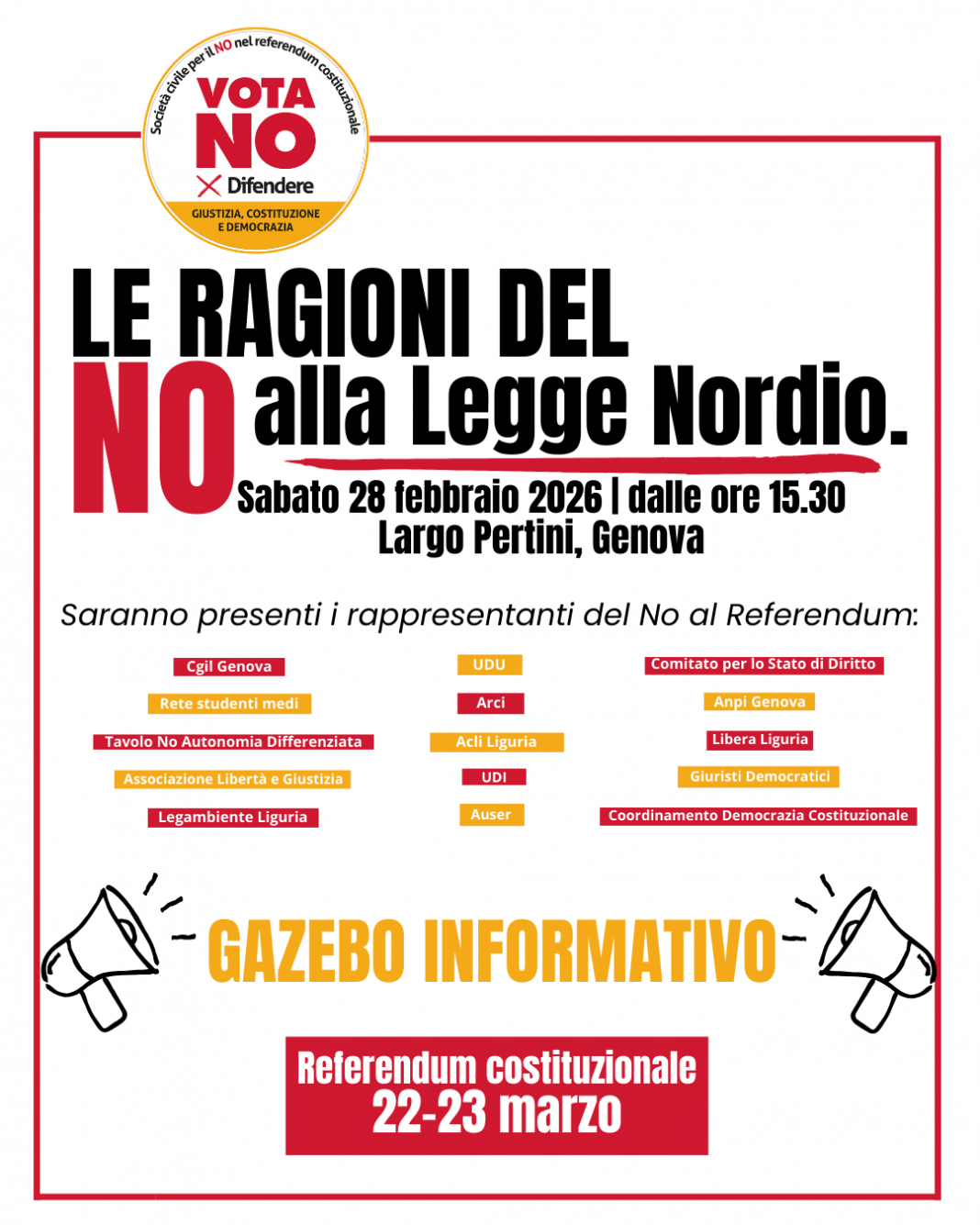 Referendum giustizia: in piazza per illustrare le ragioni del No alla Legge Nordio