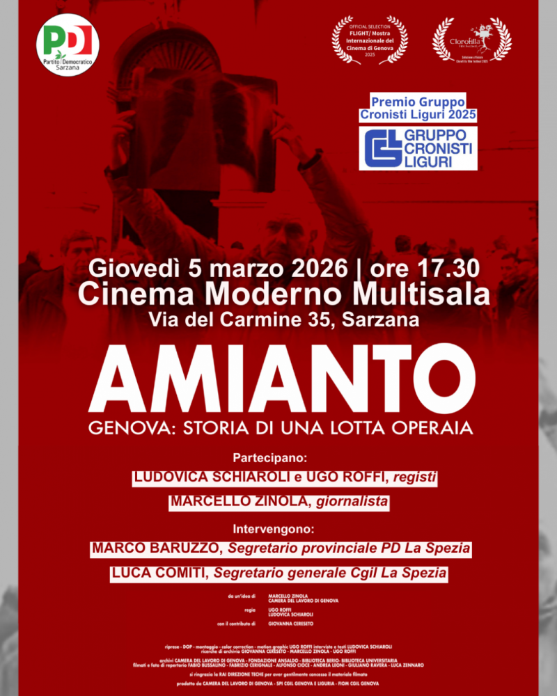 Il docufilm "Amianto. Genova: storia di una lotta operaia" approda a Sarzana.