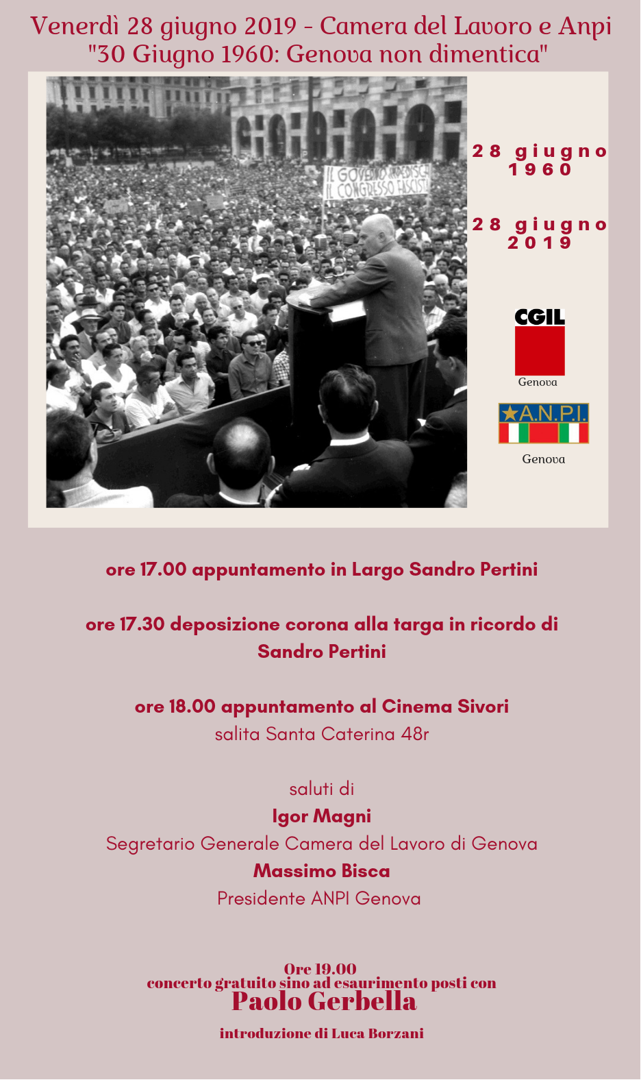 COMUNE DI GENOVA: LA MAGGIORANZA DICE NO ALLE CELEBRAZIONI DEI FATTI DEL GIUGNO/LUGLIO 1960