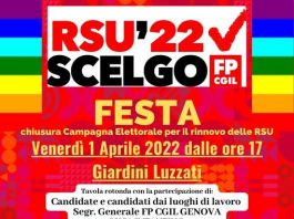 Venerdì 1 aprile: Giardini Luzzati Genova: “Scelgo Cgil” incontro dei delegati Fp Cgil