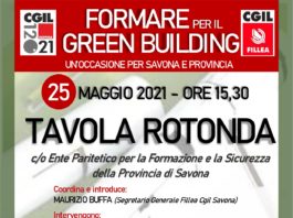 Martedì 25 maggio: Tavola rotonda Cgil “Formare per il green building: una occasione per Savona e per la Provincia”