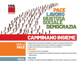 “Pace, lavoro, giustizia sociale, democrazia” – 300 delegati all’Assemblea Cgil Genova dell’8 giugno a Sestri Ponente