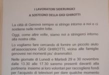 La solidarietà della Società di Mutuo Soccorso Lavoratori Ilva “Guido Rossa” di Genova all’associazione Gigi Ghirotti
