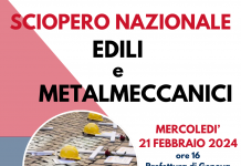 Mercoledì 21 febbraio 2024 alle ore 16 presidio sotto la Prefettura di Genova per lo sciopero di edili e metalmeccanici per la sicurezza sul lavoro