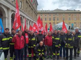 Edili e vigili del fuoco in piazza per lavoro e diritti edili e vigili del fuoco