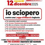 Venerdì 12 dicembre sciopero generale Cgil contro legge di bilancio ingiusta. Manifestazione a Genova volantino sciopero 12 dicembre
