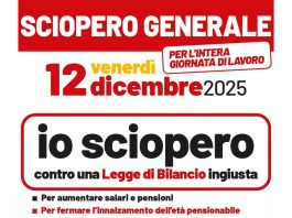 Venerdì 12 dicembre sciopero generale Cgil contro legge di bilancio ingiusta. Manifestazione a Genova volantino sciopero 12 dicembre