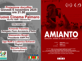 Proiezione docufilm “Amianto. Genova: storia di una lotta operaia” il 6 novembre al Nuovo Cinema Palmaro