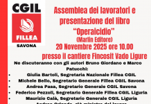 Giovedì 20 novembre 2025 ore 10.00 – Cantiere Fincosit Vado Ligure assemblea dei lavoratori e presentazione del libro “Operaicidio”