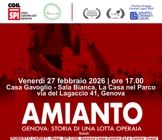 “Amianto Genova: storia di una lotta operaia” : venerdì 27 febbraio 2026 ore 17.00 presso la Casa nel Parco – Via Lagaccio 41