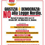 “Vota NO al referendum sulla giustizia”: martedì 24 febbraio ore 9 Circolo Autorità Portuale Via Albertazzi Genova