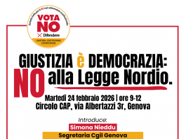 “Vota NO al referendum sulla giustizia”: martedì 24 febbraio ore 9 Circolo Autorità Portuale Via Albertazzi Genova
