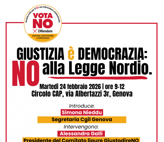 “Vota NO al referendum sulla giustizia”: martedì 24 febbraio ore 9 Circolo Autorità Portuale Via Albertazzi Genova