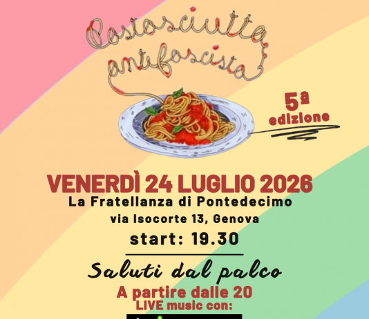 Torna la Pastasciutta Antifascista: appuntamento venerdì 24 luglio 2026 presso La Fratellanza di Pontedecimo