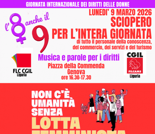 Giornata Internazionale dei diritti delle donne: il 9 marzo sciopero per l’intera giornata nei settori commercio, turismo, servizi, scuola pubblica e privata, università, ricerca, formazione professionale e alta formazione artistica e musicale