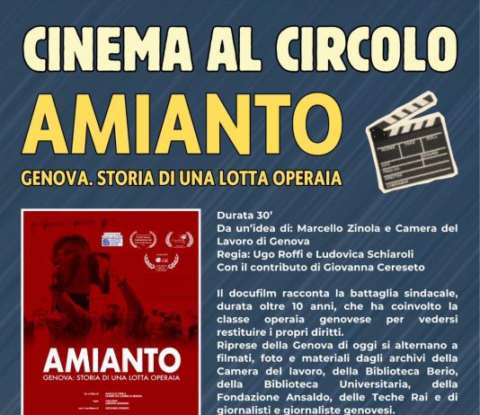 Mercoledì 13 maggio 2026 ore 21 – circolo Arci Orchidea via delle Rocche 31 Santa Margherita Ligure proiezione del docufilm “Amianto. Genova, storia di una lotta operaia”