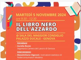 Il libro nero dell’azzardo: a Genova l’iniziativa in collaborazione con il Coordinamento “Mettiamoci in gioco Liguria”