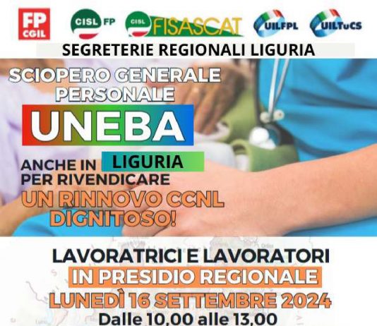 Lunedì 16 settembre ore 10 Prefettura Genova: sciopero regionale con presidio per chiedere rinnovo contratto UNEBA (lavoratori del sociale)
