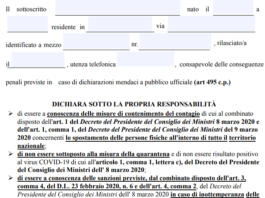 ATTENZIONE ! Da oggi cambia il modulo dell’autocertificazione per gli spostamenti