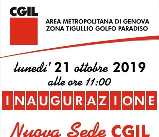 Oggi a Rapallo l’inaugurazione della nuova sede CGIL