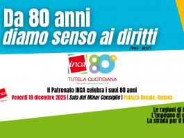 Venerdì 19 dicembre ore 9 Palazzo Ducale Genova convegno “Il Patronato Inca Cgil celebra i suoi 80 anni”