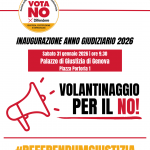 Sabato 31 gennaio alle 9.30 a Genova volantinaggio davanti a Palazzo di Giustizia per il NO al referendum sulla giustizia