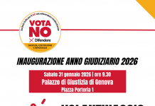 Sabato 31 gennaio alle 9.30 a Genova volantinaggio davanti a Palazzo di Giustizia per il NO al referendum sulla giustizia